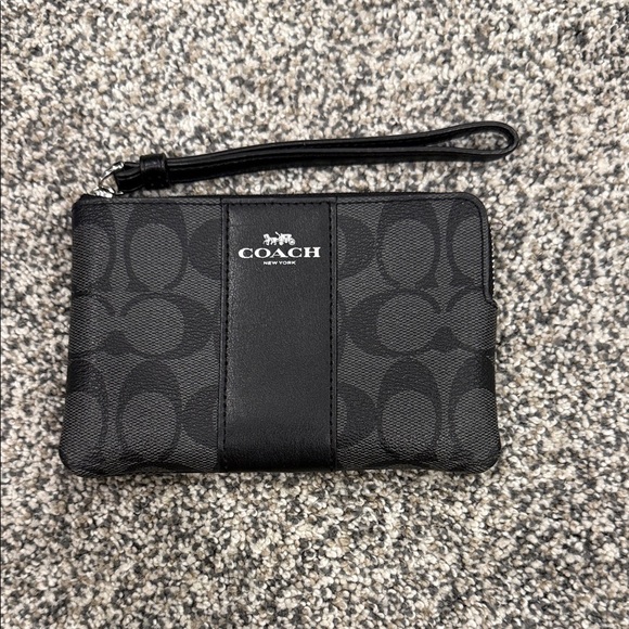 Coach Handbags - Coach Corner Zip Signature Black Smoke Monogram Maximalism Luxury Wristlet